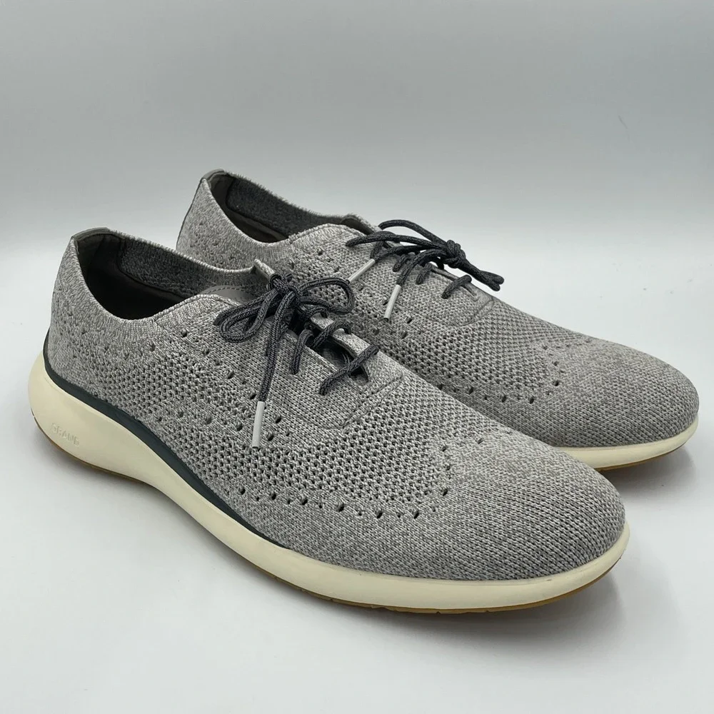 Cole Haan Mens Grand Troy Wingtip Oxford Shoes Size 11.5‎ Gray Knit C33769